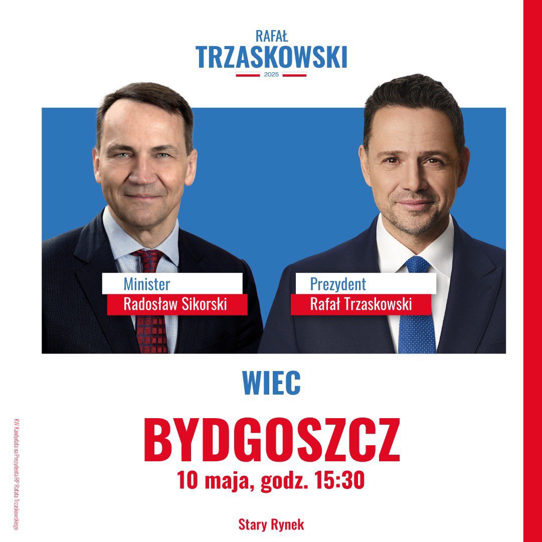 Polityczny plan soboty: wizyta Tuska w Kijowie, Trzaskowski z Sikorskim w Bydgoszczy, Nawrocki w trasie, poranne oświadczenie Kaczyńskiego, Hołownia w lubelskim