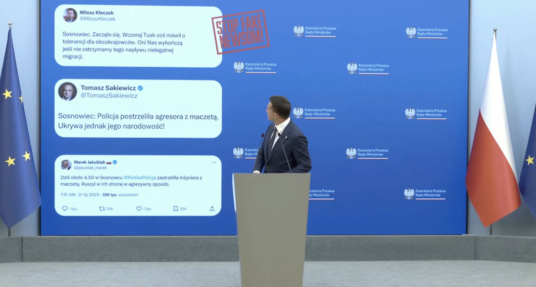 „Mamy kolejny przykład klasycznej dezinformacji”. Szłapka pokazuje tweety